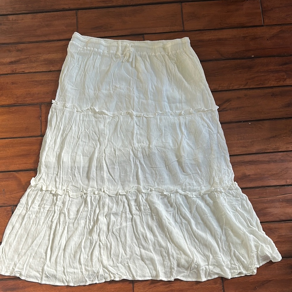 Celebrity Pink Cream Tiered Maxi Skirt A-line Casual